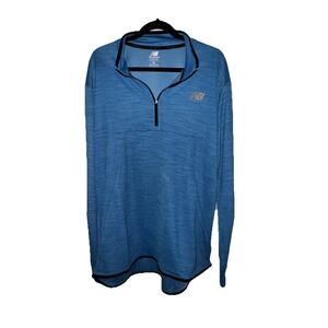 New Balance Tenacity 1/4 Zip Shirt Top Mens XXL Blue Mock Neck Running Gym